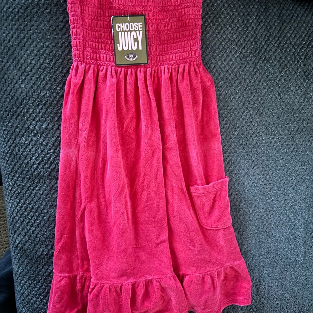 Juicy Couture Marrakech Tube Dress Berry Pink Terry Smocked Size M NWT